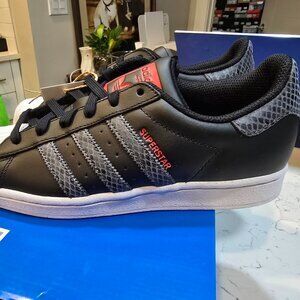 Women Adidas Superstar Shoes Sneakers Size7 Black Grey Red White HQ1917 NEW